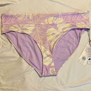 NWT Calia by Carrie Underwood Wide Band Palm Lavender Bikini Bottom size XXL